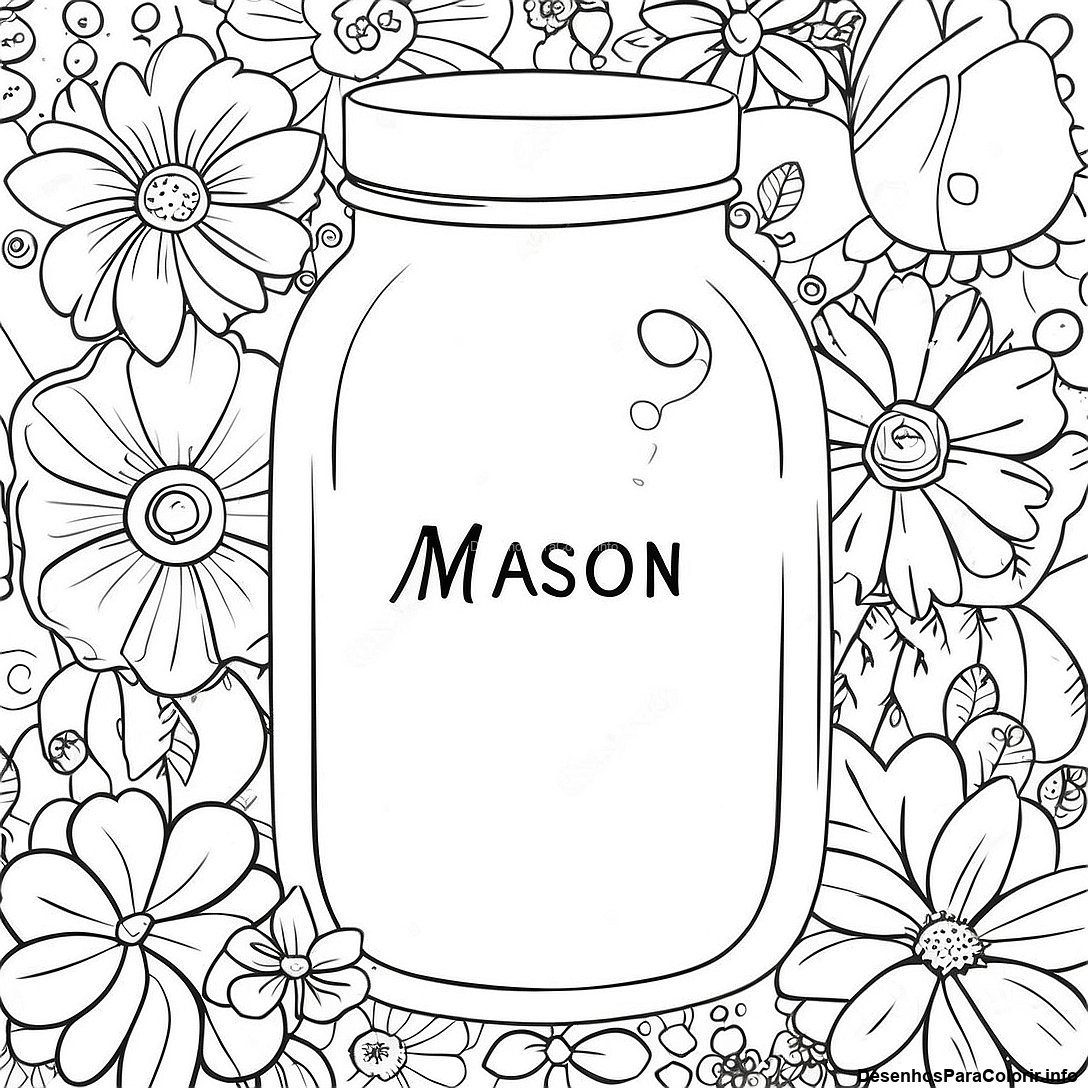 Página de colorir imprimível grátis Página Para Colorir De Pote De Conserva Vintage da coleção Diversos — desenho em preto e branco para crianças e adultos.