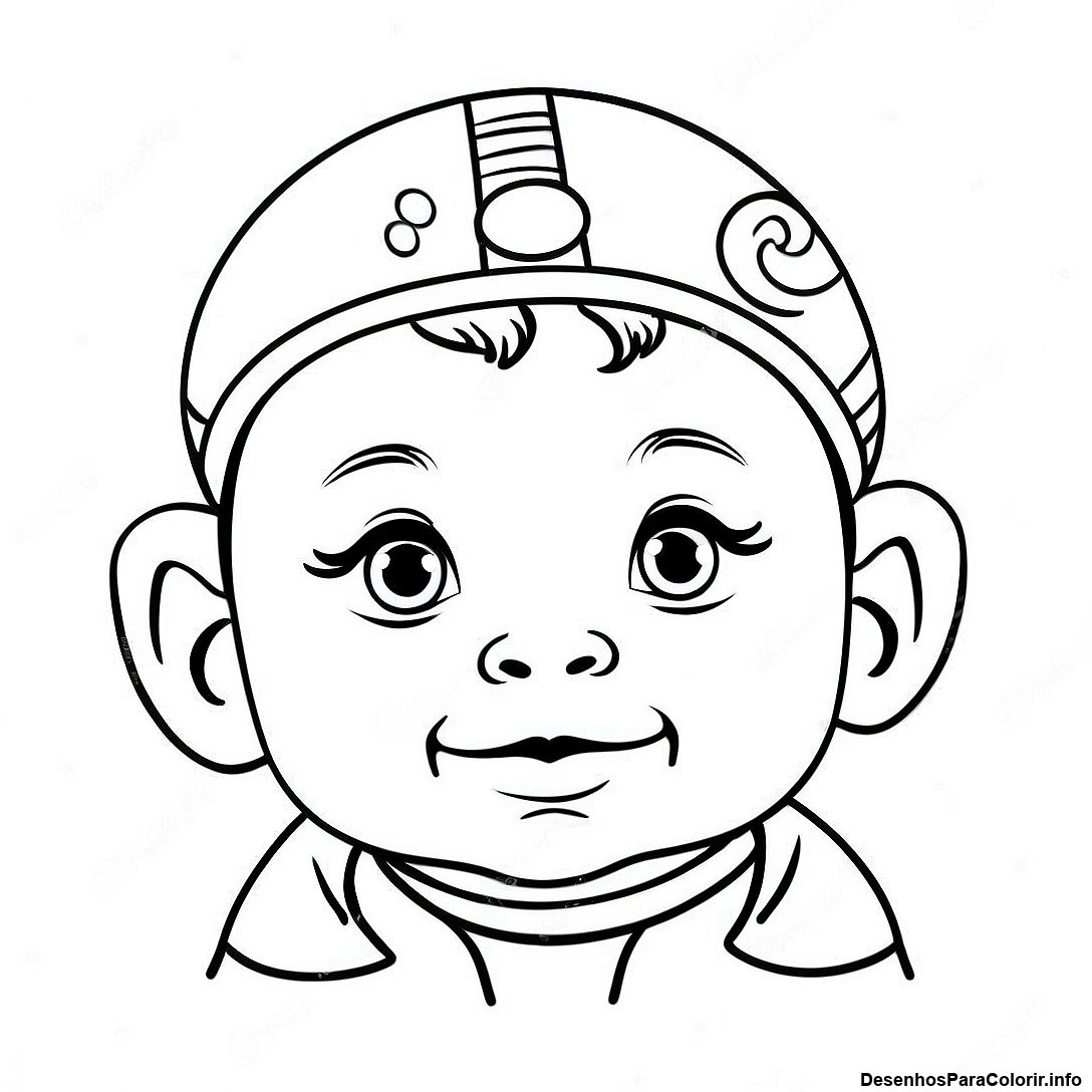 Página de colorir imprimível grátis Página Para Colorir De Rosto Realista De Bebê Recém-Nascido da coleção Pessoas — desenho em preto e branco para crianças e adultos.