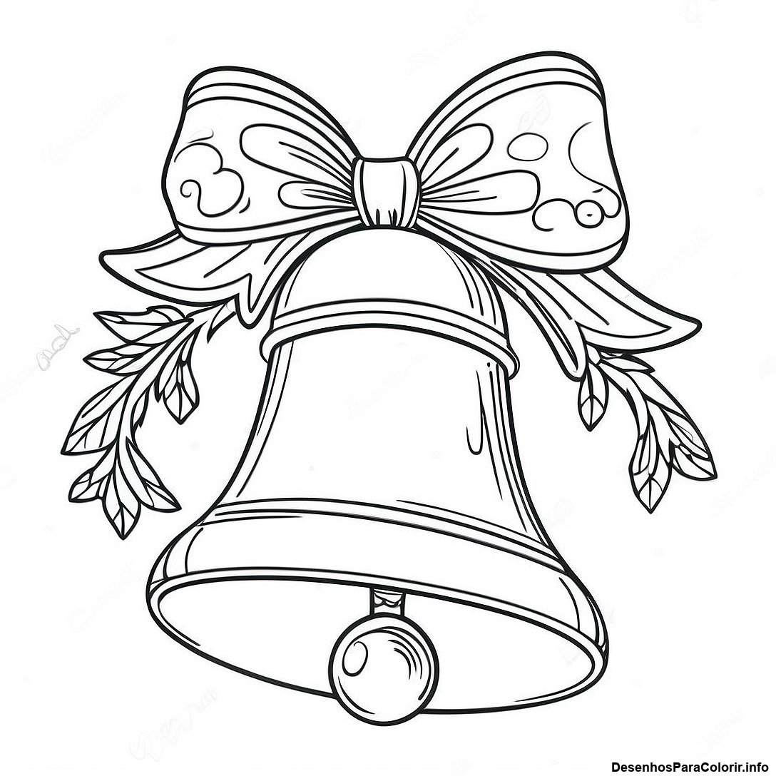 Página de colorir imprimível grátis Página Para Colorir De Sino De Natal Vintage da coleção Diversos — desenho em preto e branco para crianças e adultos.
