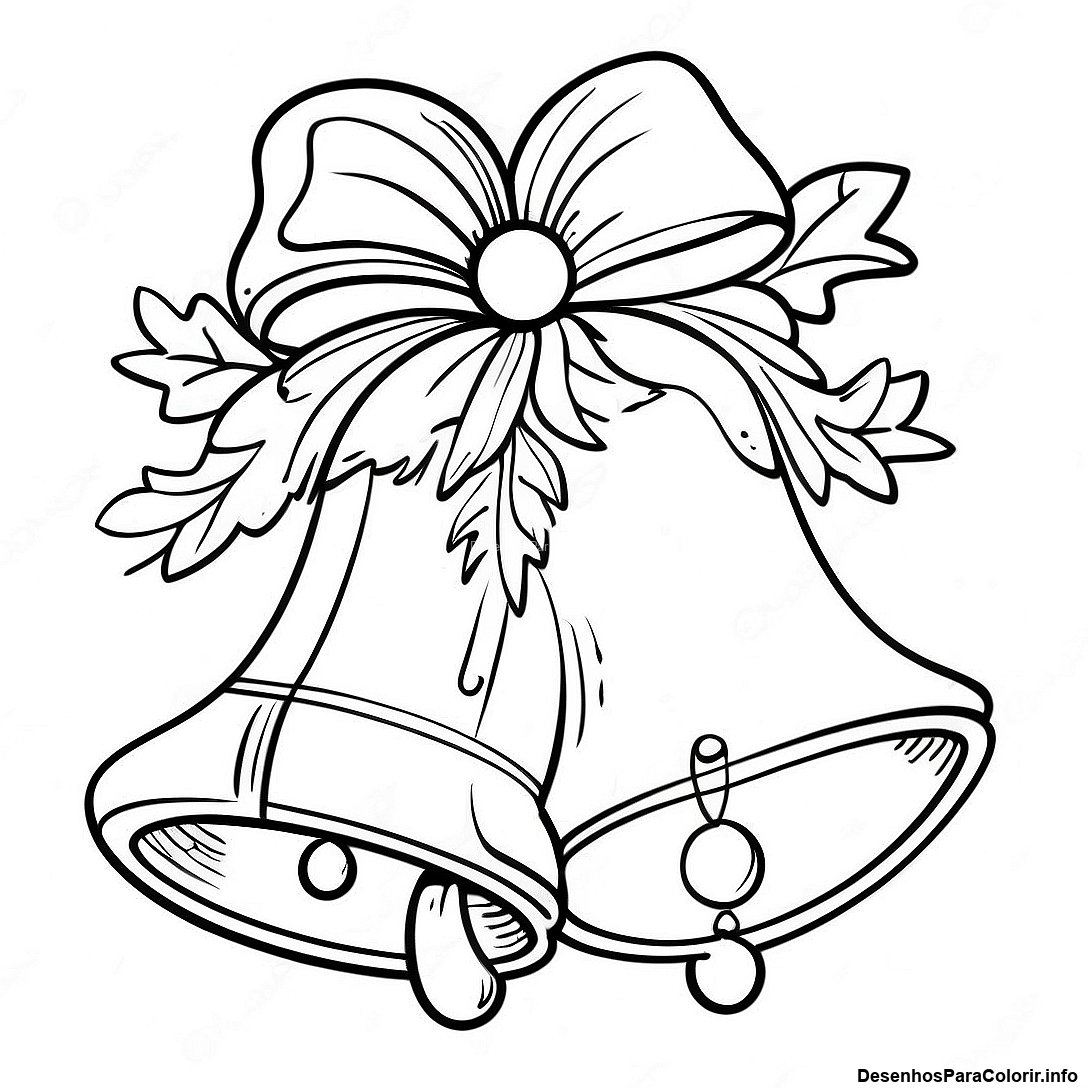 Página de colorir imprimível grátis Página Para Colorir De Sino De Natal Vintage da coleção Diversos — desenho em preto e branco para crianças e adultos.