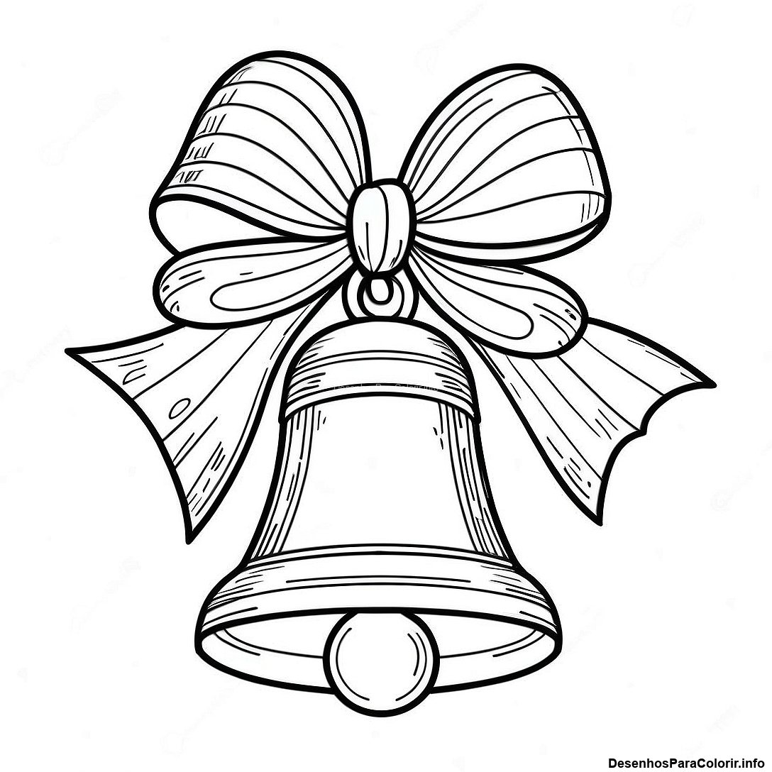 Página de colorir imprimível grátis Página Para Colorir De Sino De Natal Vintage da coleção Diversos — desenho em preto e branco para crianças e adultos.