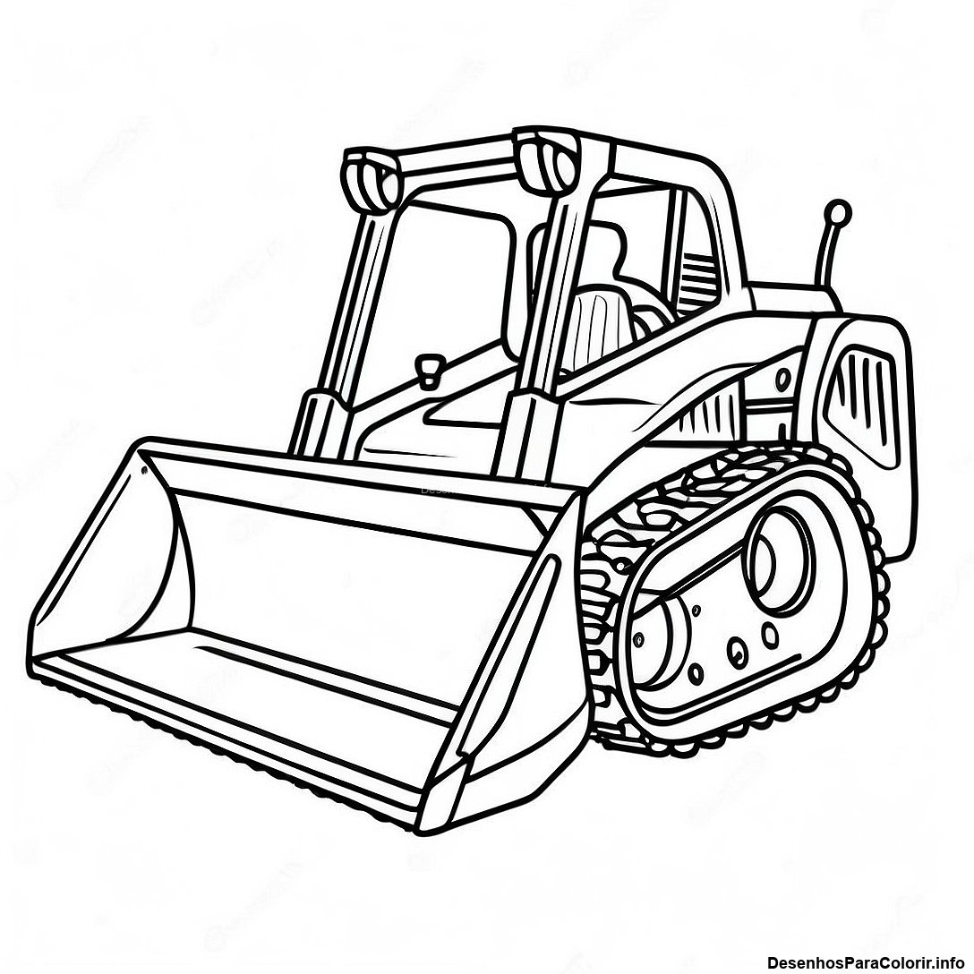 Página de colorir imprimível grátis Página Para Colorir De Skid Steer Realista da coleção Máquinas — desenho em preto e branco para crianças e adultos.