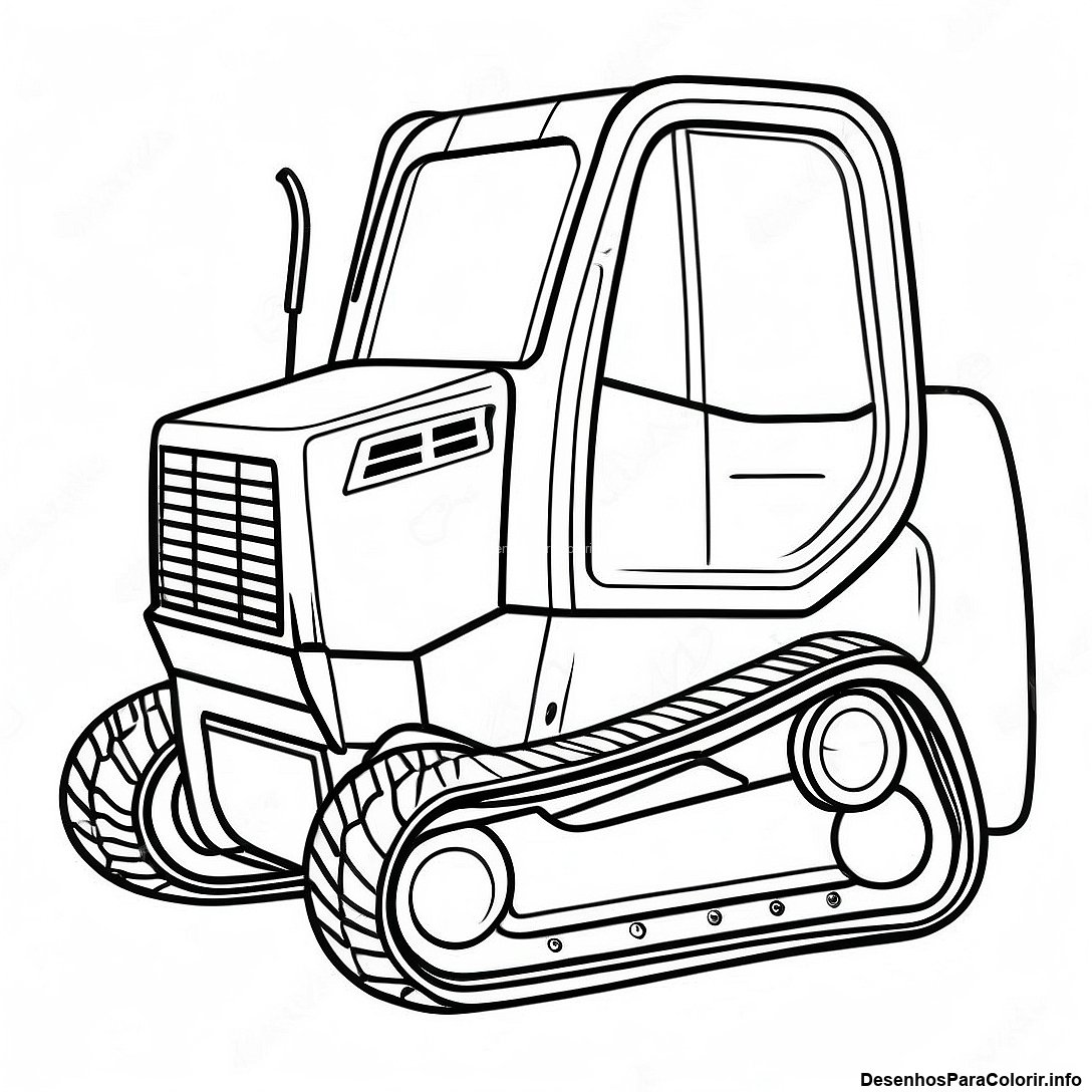 Página de colorir imprimível grátis Página Para Colorir De Skid Steer Realista da coleção Máquinas — desenho em preto e branco para crianças e adultos.
