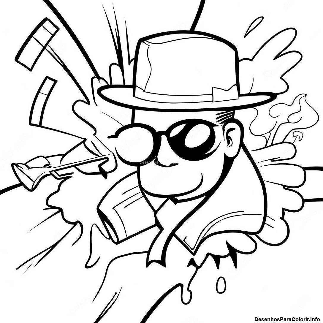 Página de colorir imprimível grátis Página Para Colorir De Tags De Grafite De Gangster Legal da coleção Diversos — desenho em preto e branco para crianças e adultos.