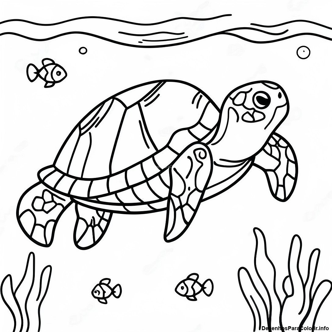 Página de colorir imprimível grátis Página Para Colorir De Tartaruga Marinha Realista Subaquática da coleção Diversos — desenho em preto e branco para crianças e adultos.