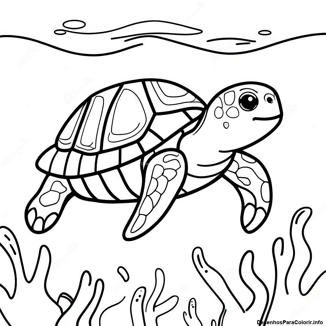 Página de colorir imprimível grátis Página Para Colorir De Tartaruga Marinha Realista Subaquática da coleção Diversos — desenho em preto e branco para crianças e adultos.
