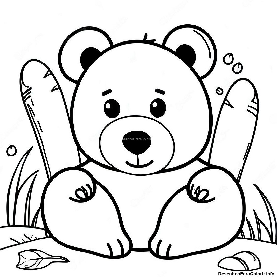 Página de colorir imprimível grátis Página Para Colorir De Urso Realista da coleção Animais — desenho em preto e branco para crianças e adultos.