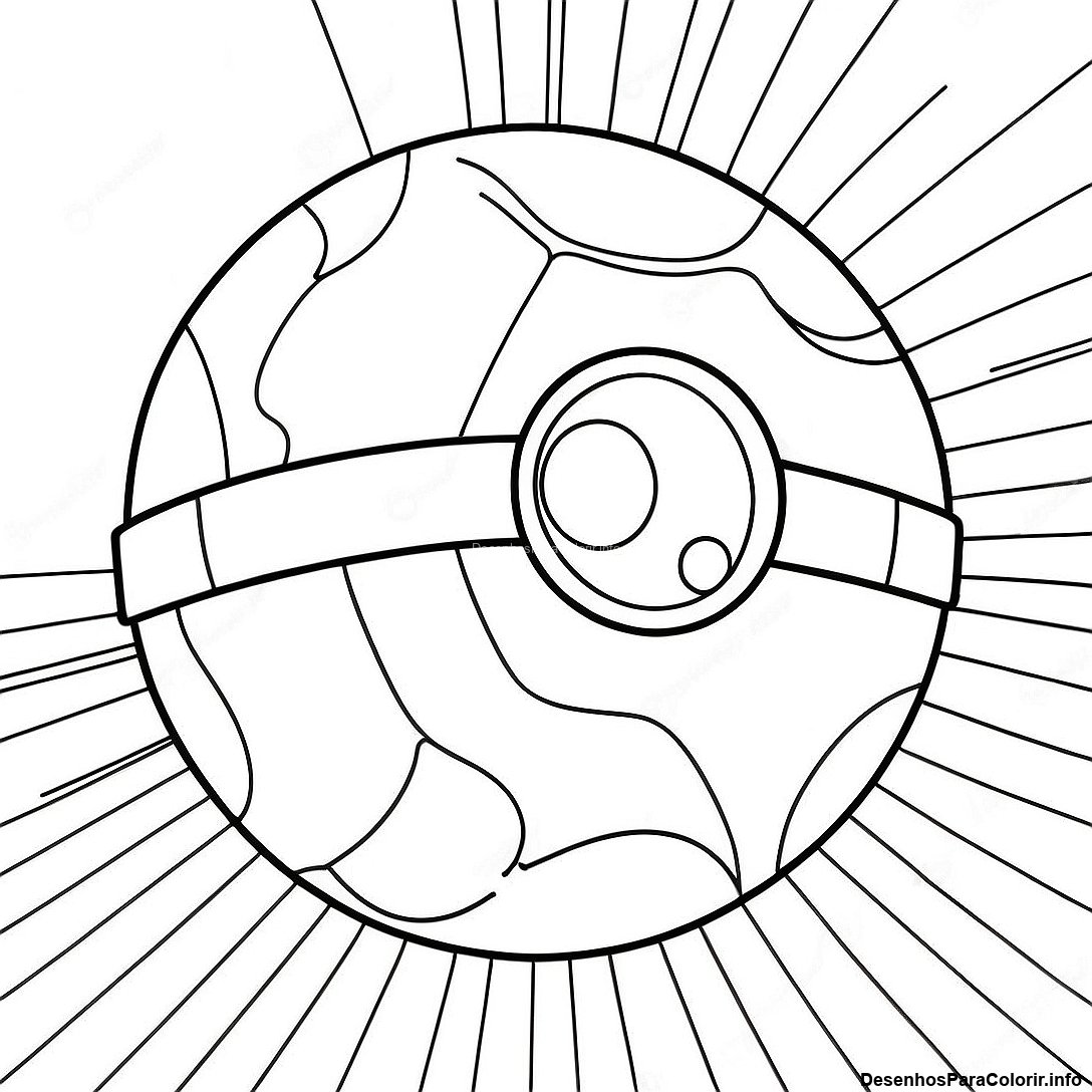 Página de colorir imprimível grátis Página Para Colorir Design De Pokeball Vintage da coleção Pokemon — desenho em preto e branco para crianças e adultos.