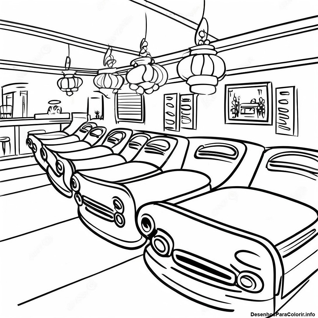 Página de colorir imprimível grátis Página Para Colorir Diner Vintage Dos Anos 1950 da coleção Diversos — desenho em preto e branco para crianças e adultos.