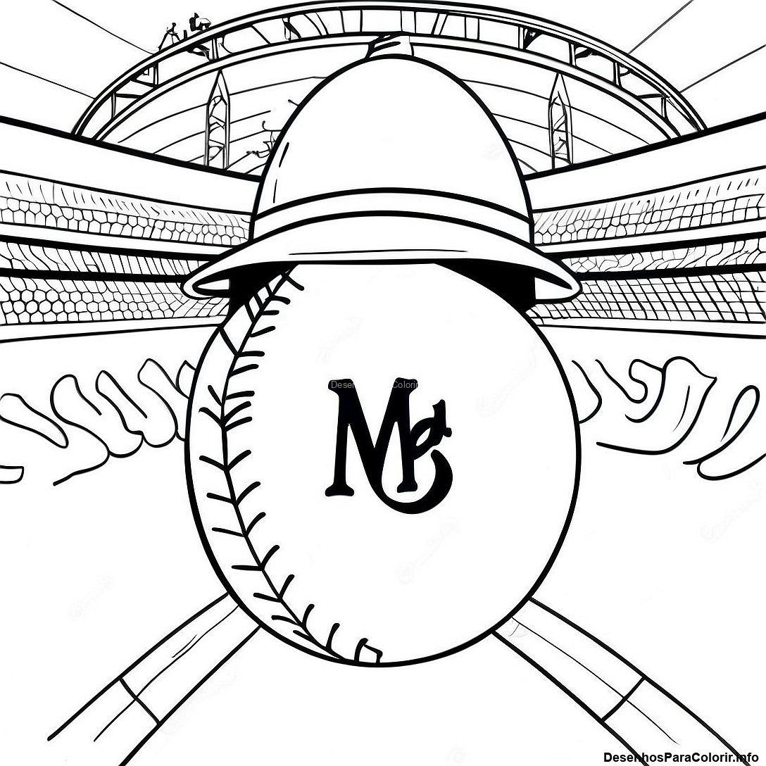 Página de colorir imprimível grátis Página Para Colorir Do Baseball Vintage Dos Mets da coleção Esportes — desenho em preto e branco para crianças e adultos.