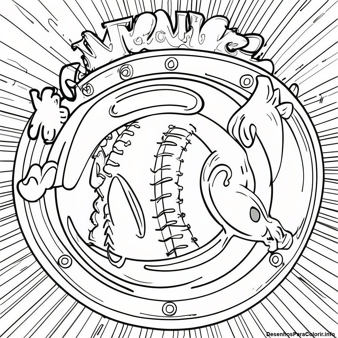 Página de colorir imprimível grátis Página Para Colorir Do Baseball Vintage Dos Mets da coleção Esportes — desenho em preto e branco para crianças e adultos.