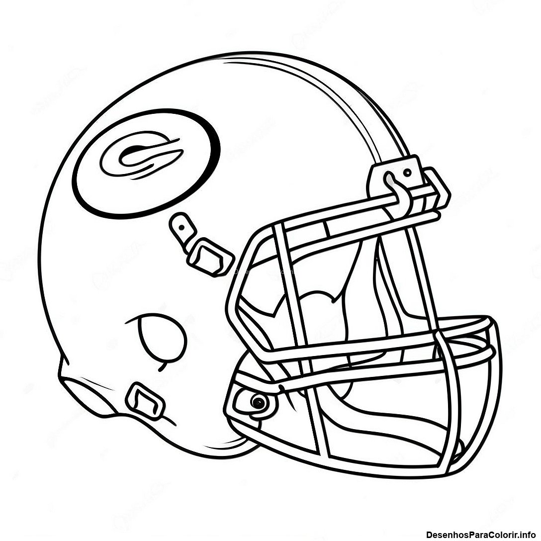 Página de colorir imprimível grátis Página Para Colorir Do Capacete De Futebol Vintage da coleção Esportes — desenho em preto e branco para crianças e adultos.