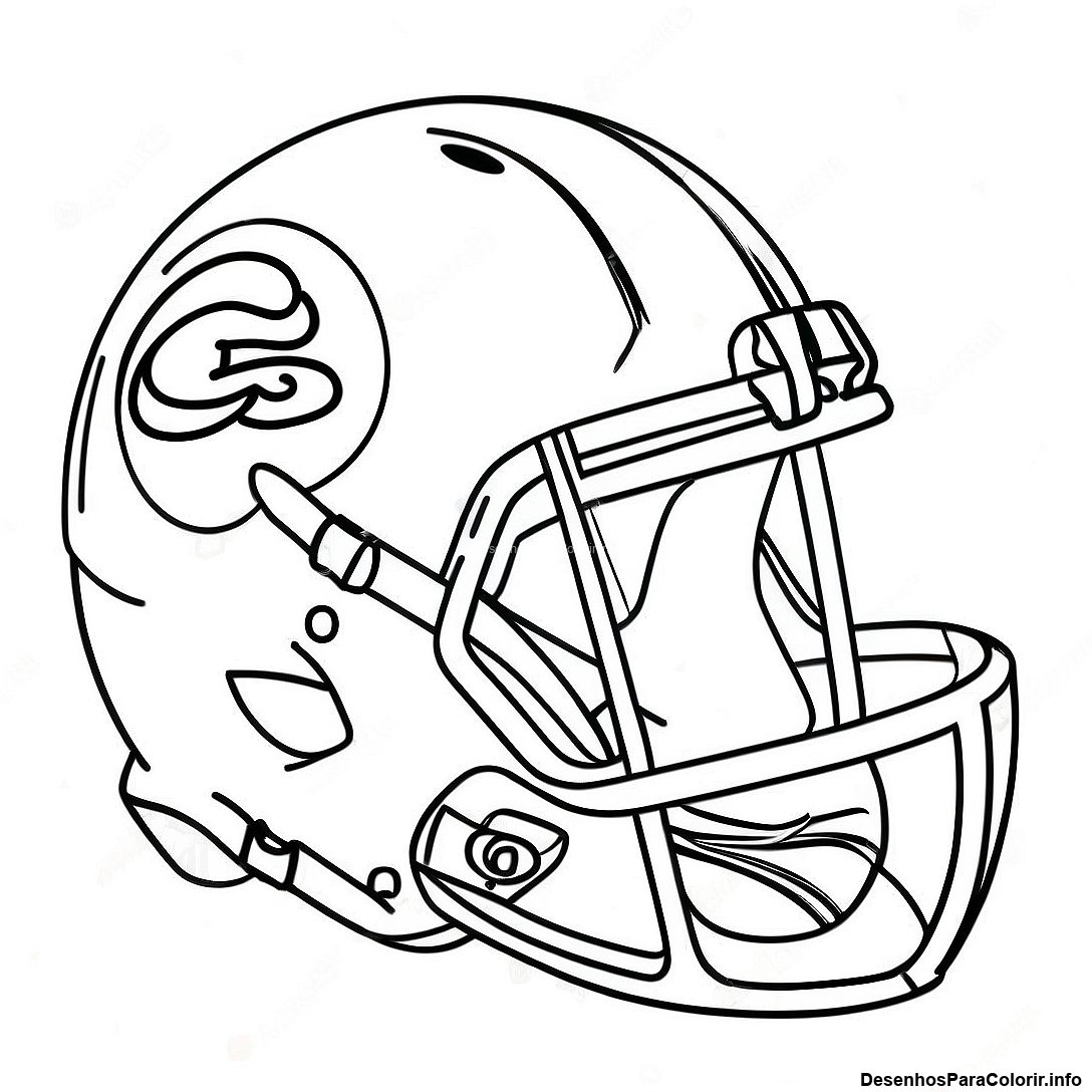 Página de colorir imprimível grátis Página Para Colorir Do Capacete De Futebol Vintage da coleção Esportes — desenho em preto e branco para crianças e adultos.