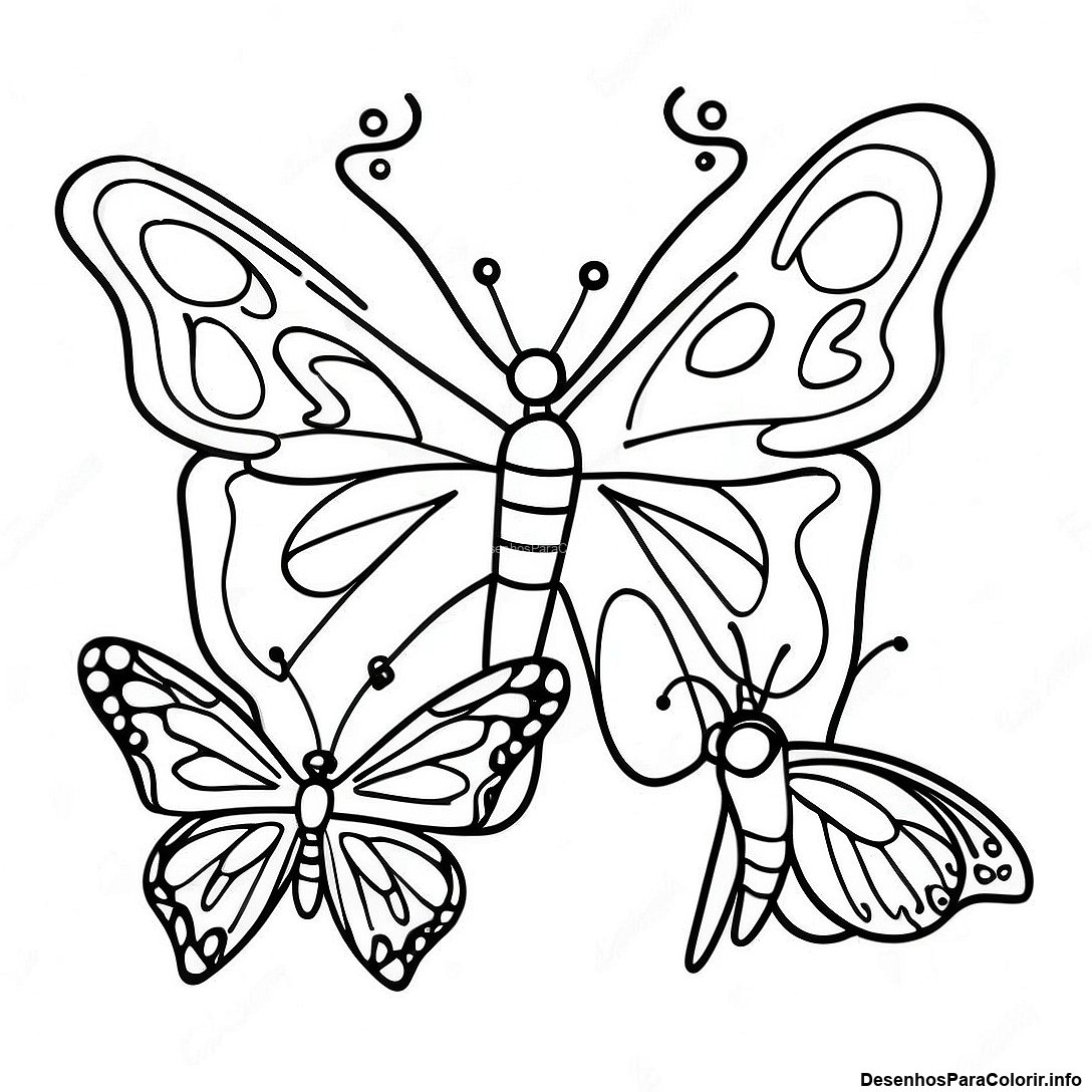 Página de colorir imprimível grátis Página Para Colorir Do Ciclo De Vida Da Borboleta Realista da coleção Animais — desenho em preto e branco para crianças e adultos.