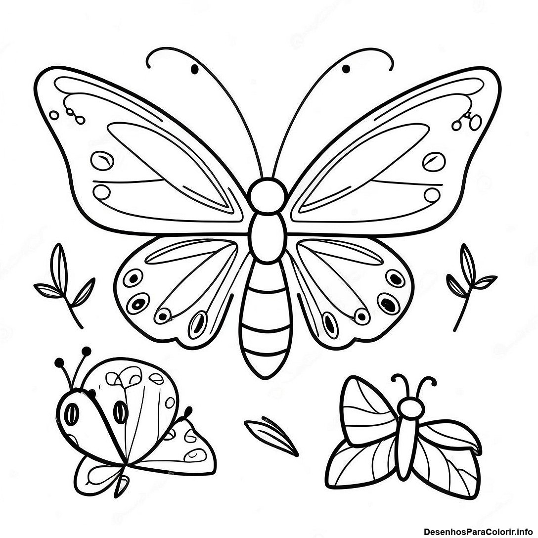 Página de colorir imprimível grátis Página Para Colorir Do Ciclo De Vida Da Borboleta Realista da coleção Animais — desenho em preto e branco para crianças e adultos.