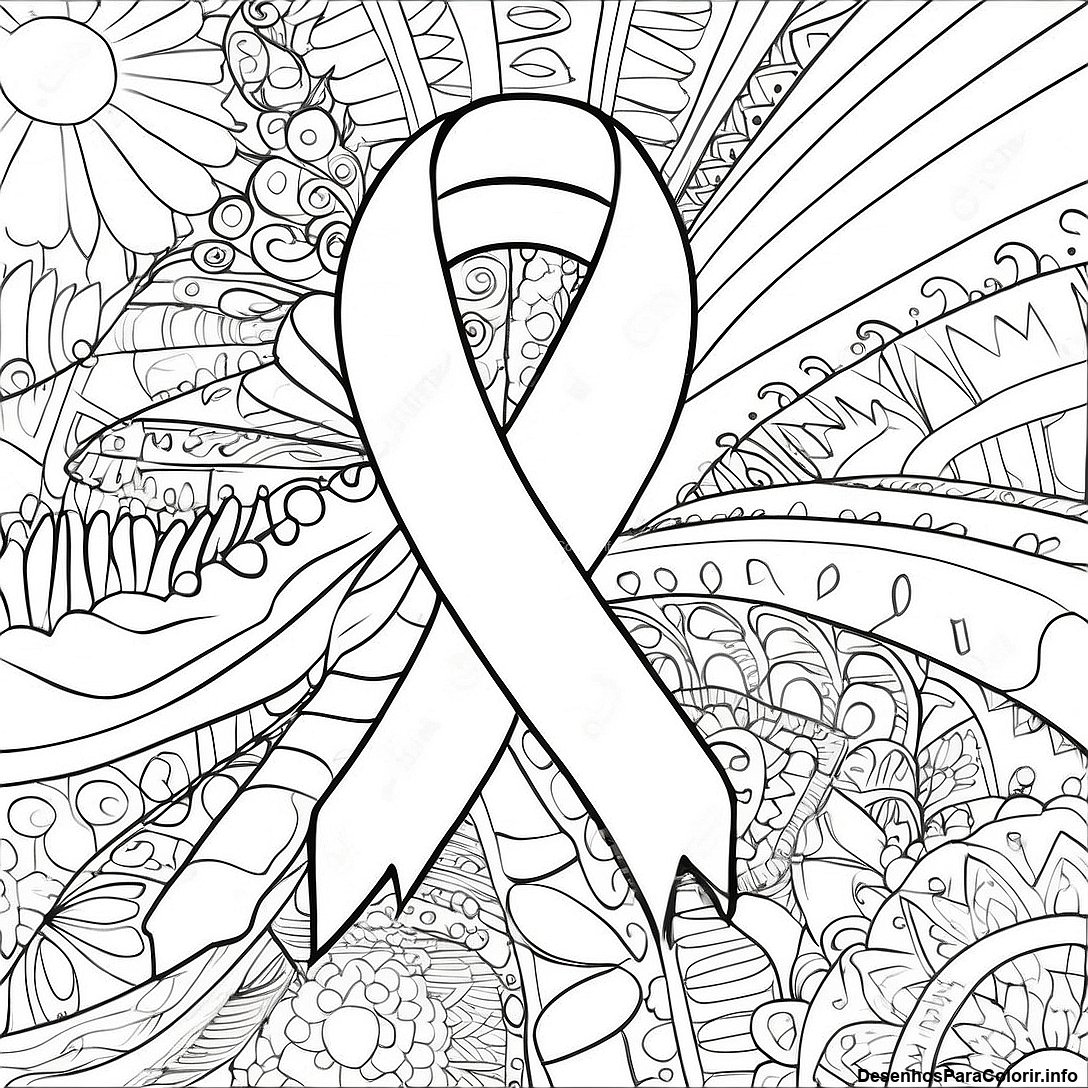 Página de colorir imprimível grátis Página Para Colorir Do Laço Colorido Do Diabetes Tipo 1 da coleção Diversos — desenho em preto e branco para crianças e adultos.