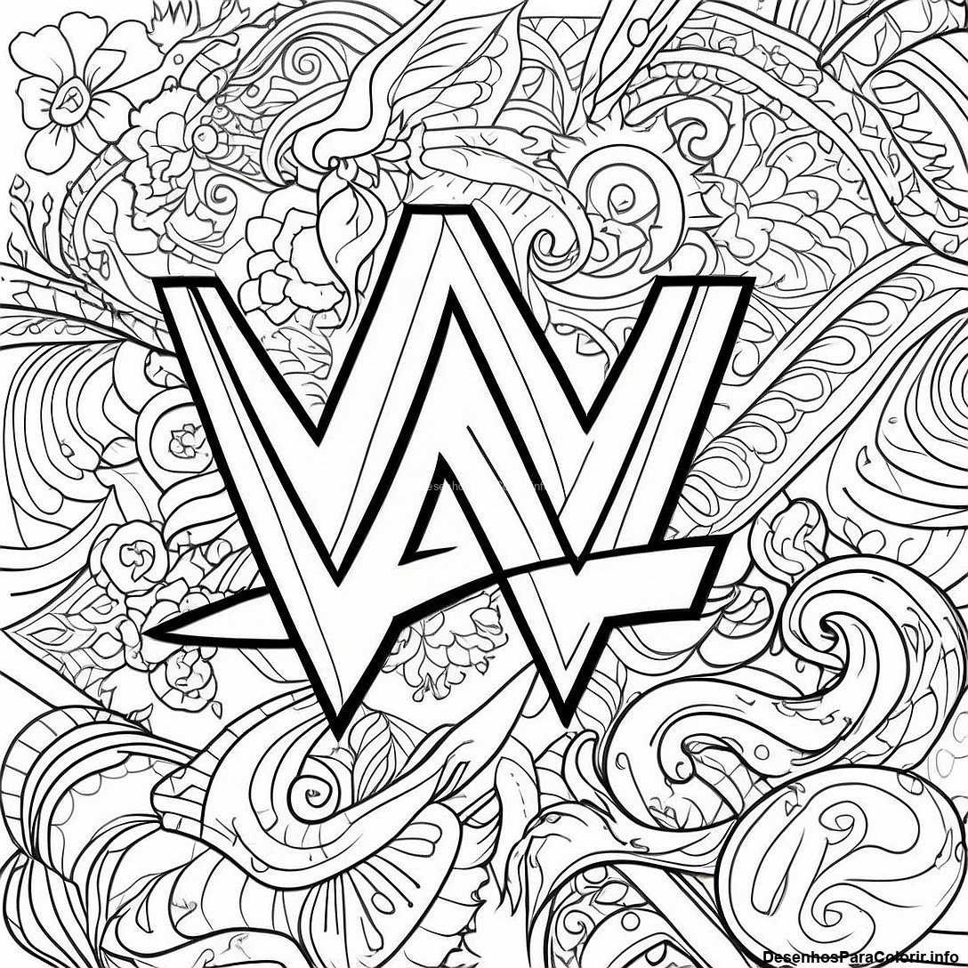 Página de colorir imprimível grátis Página Para Colorir Do Logotipo Colorido Da Wwe da coleção Diversos — desenho em preto e branco para crianças e adultos.