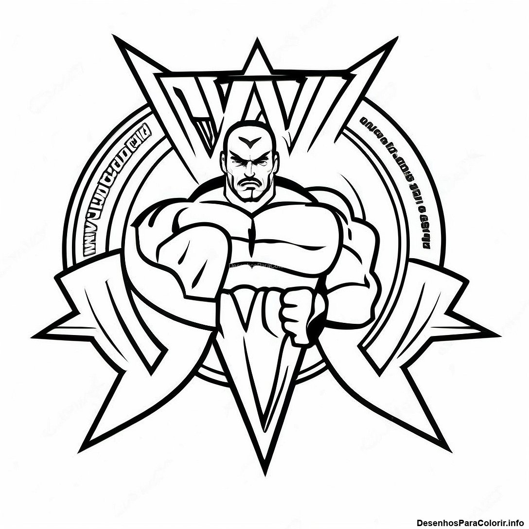 Página de colorir imprimível grátis Página Para Colorir Do Logotipo Dinâmico Da Wwe da coleção Educacional — desenho em preto e branco para crianças e adultos.