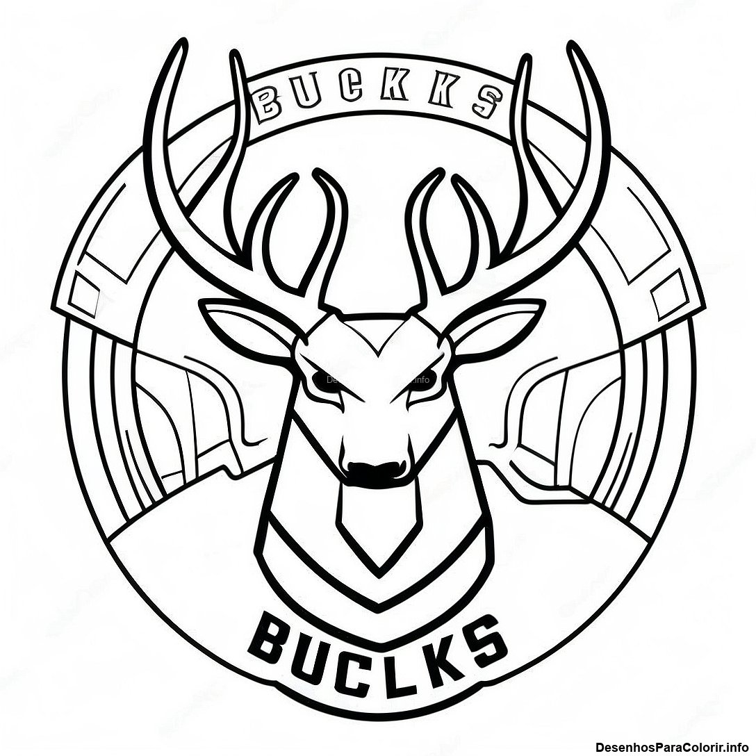Página de colorir imprimível grátis Página Para Colorir Do Logotipo Do Milwaukee Bucks da coleção Diversos — desenho em preto e branco para crianças e adultos.