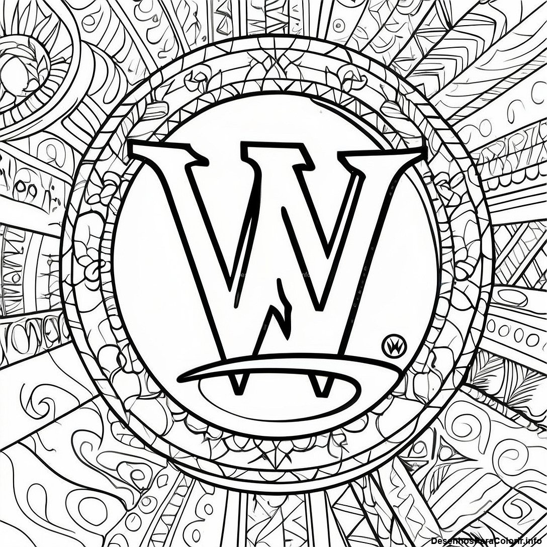 Página de colorir imprimível grátis Página Para Colorir Do Logotipo Ousado Da Wwe da coleção Para Meninas — desenho em preto e branco para crianças e adultos.