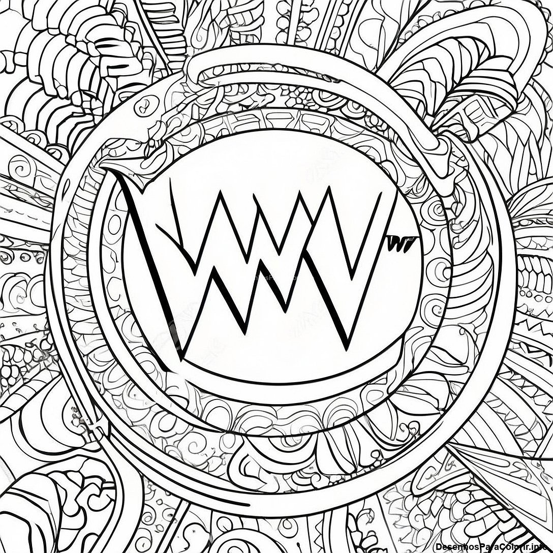 Página de colorir imprimível grátis Página Para Colorir Do Logotipo Ousado Da Wwe da coleção Para Meninas — desenho em preto e branco para crianças e adultos.