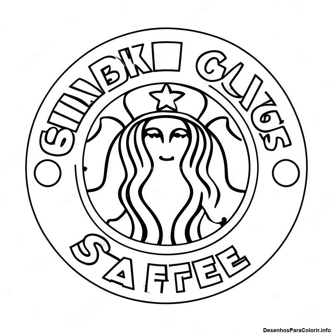 Página de colorir imprimível grátis Página Para Colorir Do Logotipo Starbucks da coleção Diversos — desenho em preto e branco para crianças e adultos.