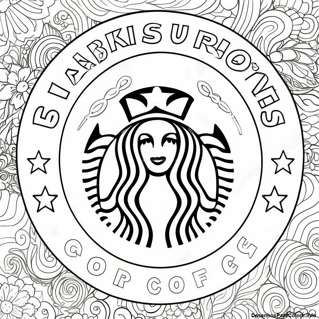 Página de colorir imprimível grátis Página Para Colorir Do Logotipo Starbucks da coleção Diversos — desenho em preto e branco para crianças e adultos.