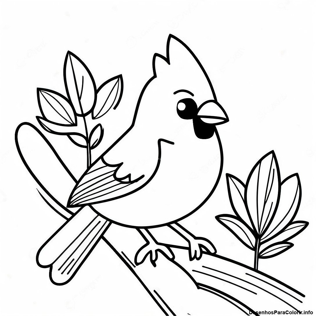 Página de colorir imprimível grátis Página Para Colorir Do Pássaro Cardeal Realista da coleção Animais — desenho em preto e branco para crianças e adultos.