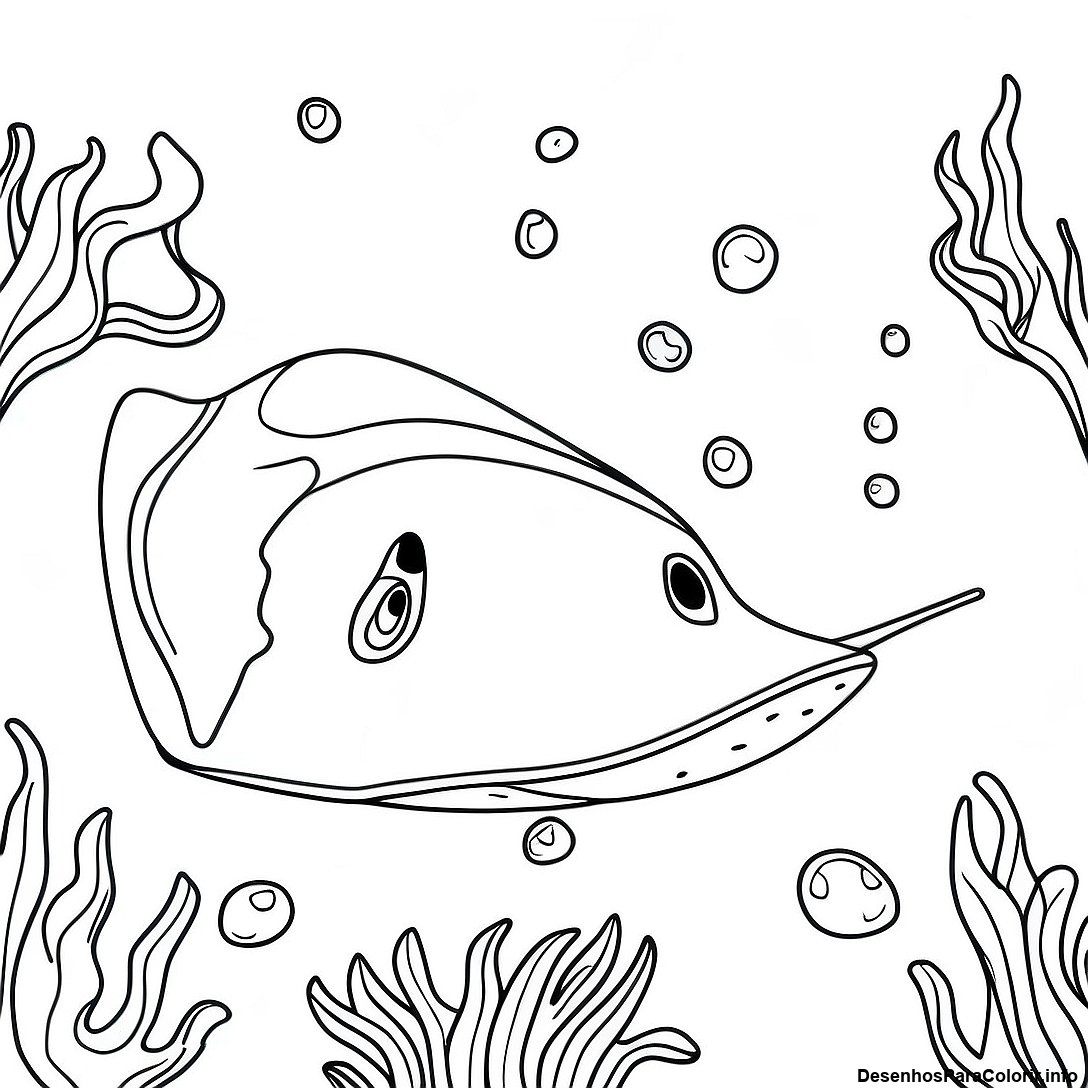 Página de colorir imprimível grátis Página Para Colorir Do Peixe-Serra Realista Subaquático da coleção Animais — desenho em preto e branco para crianças e adultos.
