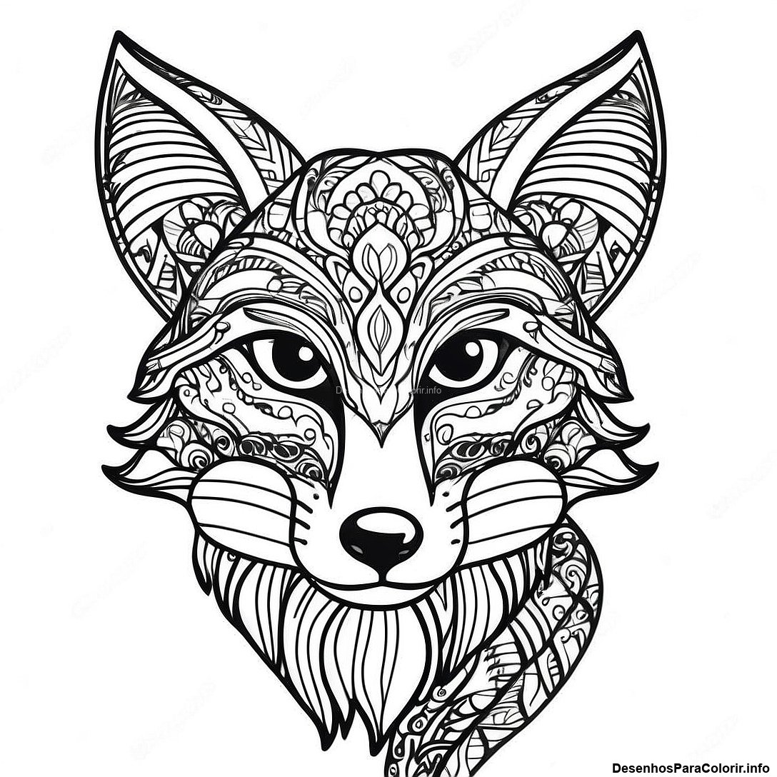 Página de colorir imprimível grátis Página Para Colorir Do Raposo Realista da coleção Animais — desenho em preto e branco para crianças e adultos.