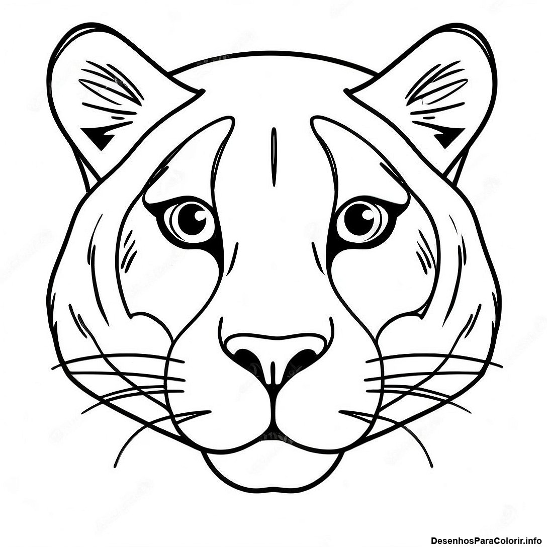 Página de colorir imprimível grátis Página Para Colorir Do Retrato Realista Da Puma da coleção Animais — desenho em preto e branco para crianças e adultos.