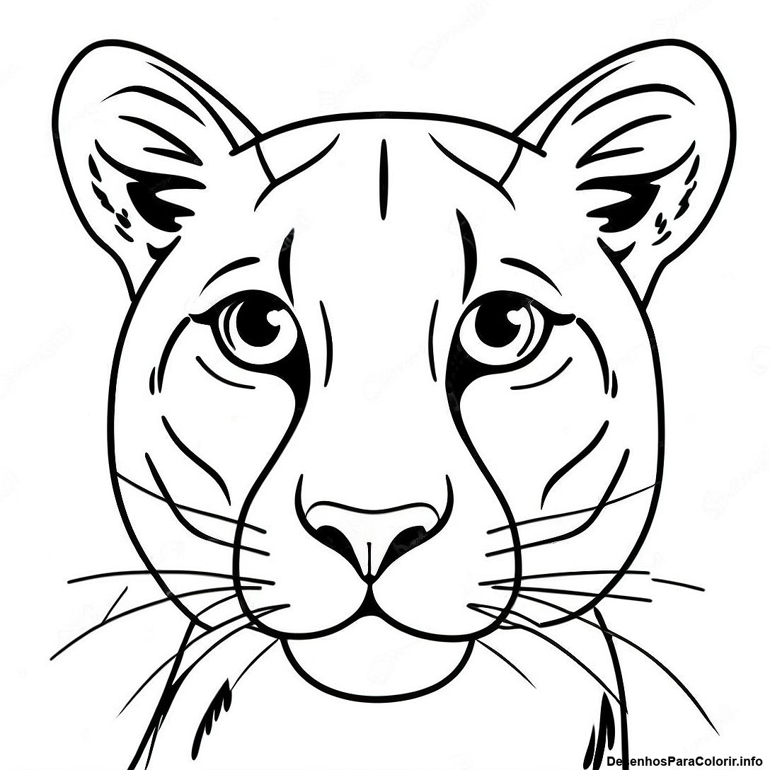 Página de colorir imprimível grátis Página Para Colorir Do Retrato Realista Da Puma da coleção Animais — desenho em preto e branco para crianças e adultos.
