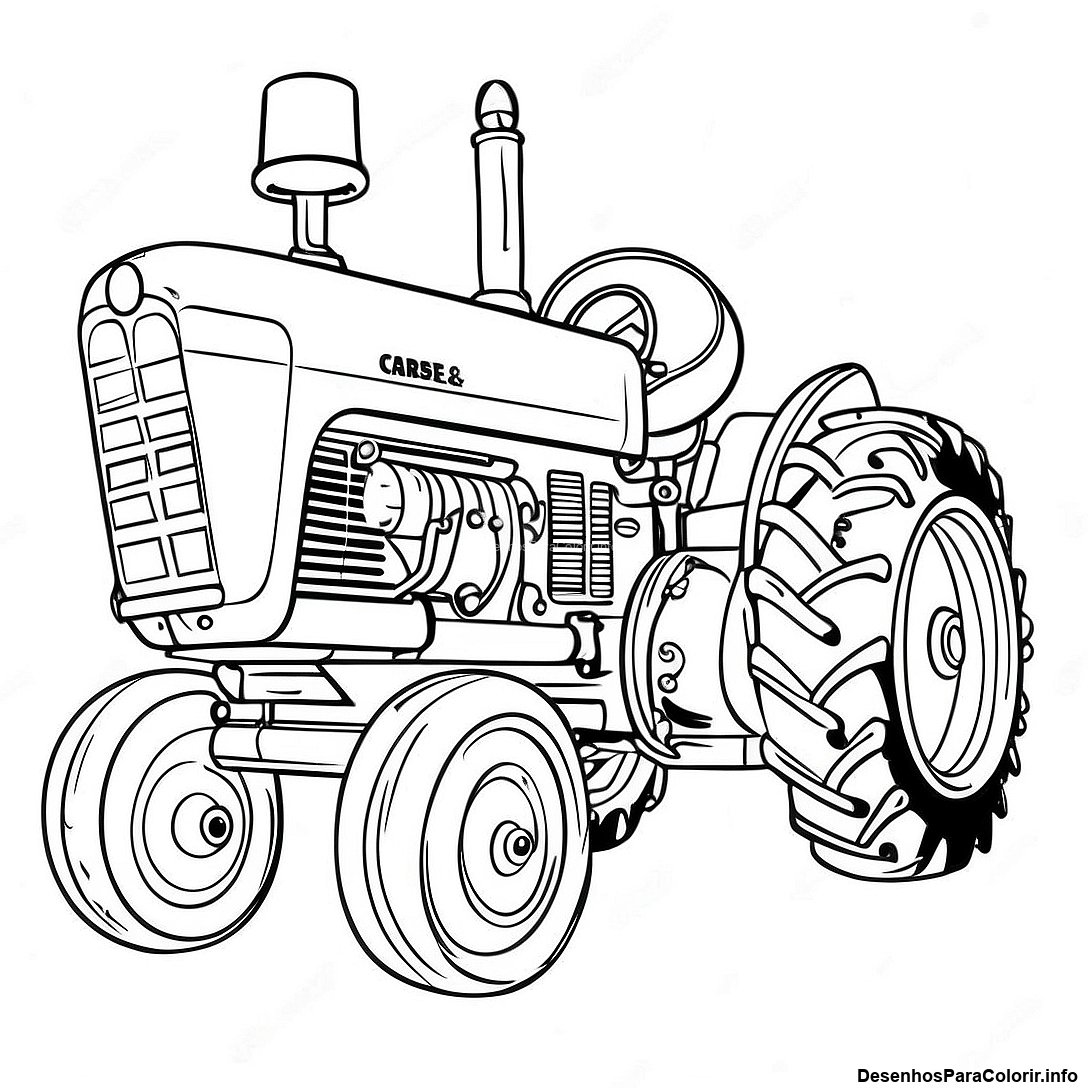 Página de colorir imprimível grátis Página Para Colorir Do Trator Case Vintage da coleção Máquinas — desenho em preto e branco para crianças e adultos.