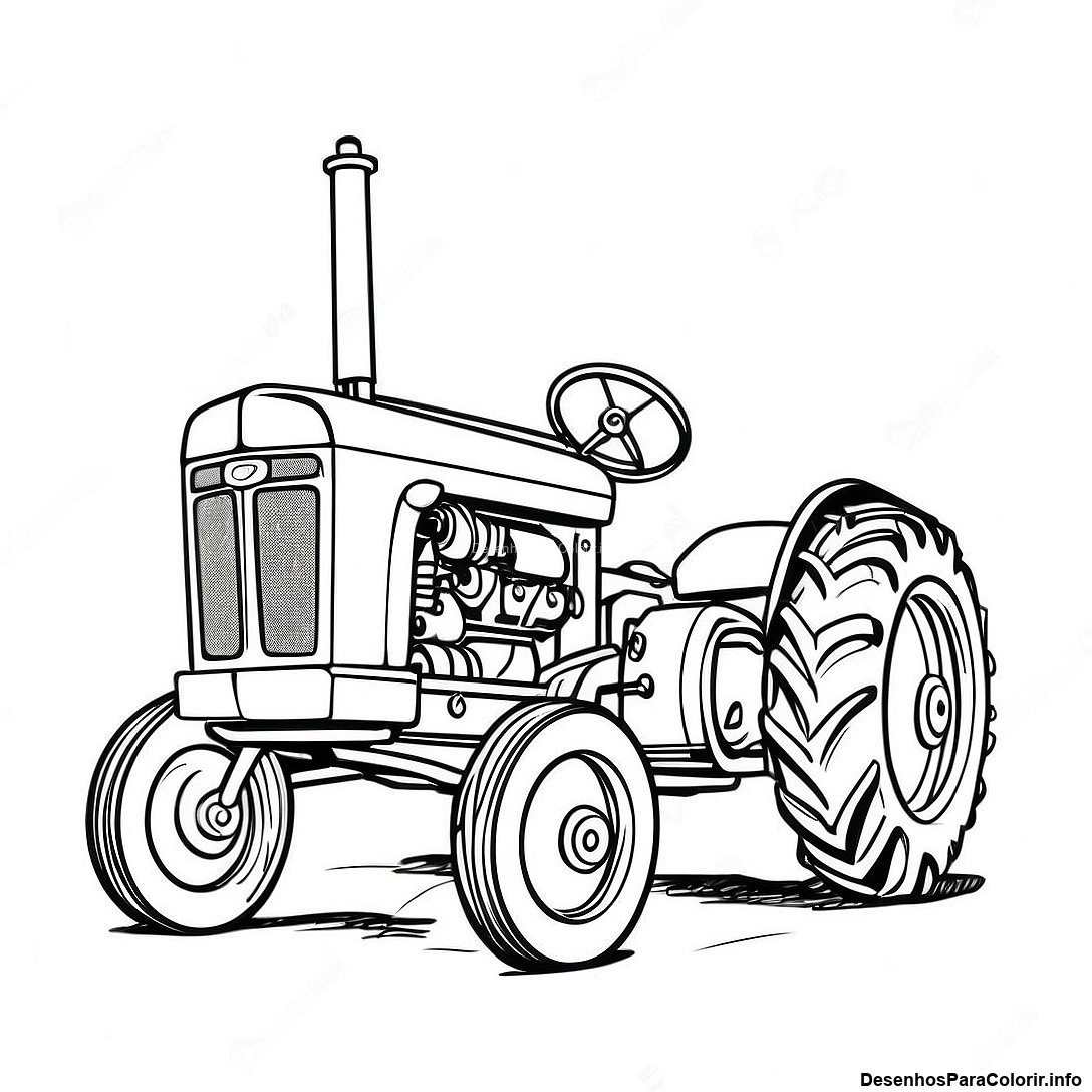 Página de colorir imprimível grátis Página Para Colorir Do Trator Case Vintage da coleção Máquinas — desenho em preto e branco para crianças e adultos.