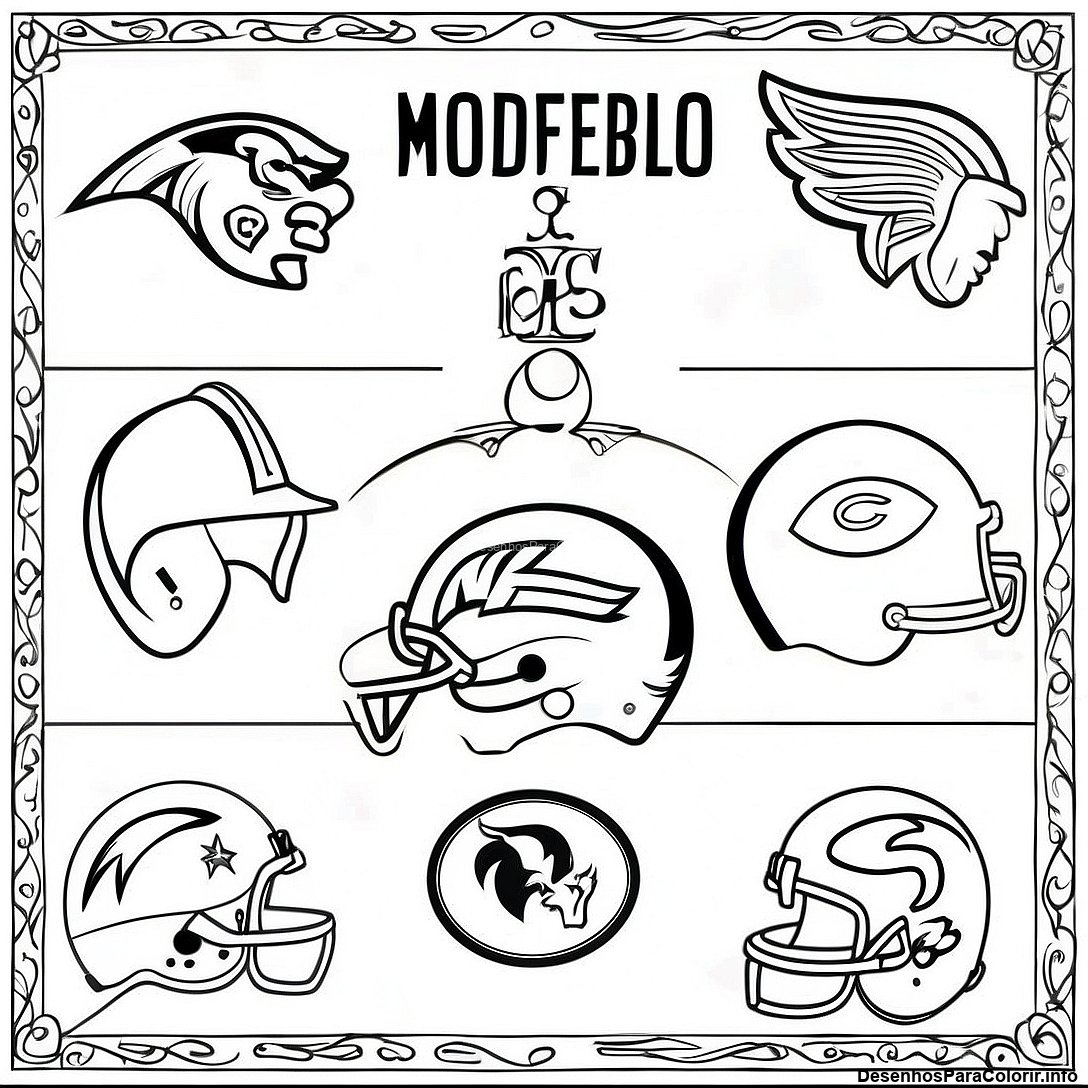 Página de colorir imprimível grátis Página Para Colorir Dos Logos Vintage Da Nfl da coleção Esportes — desenho em preto e branco para crianças e adultos.