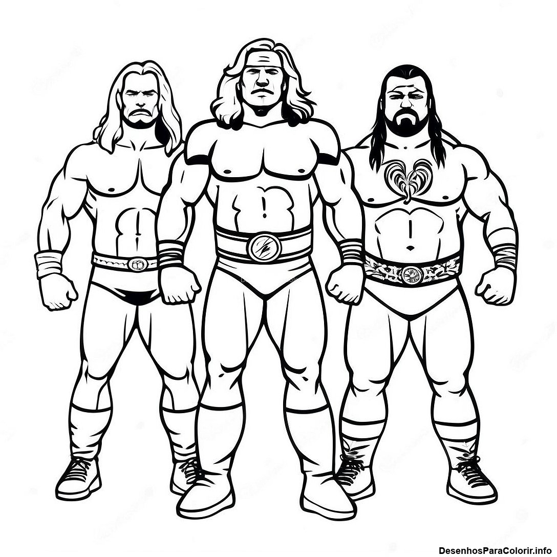 Página de colorir imprimível grátis Página Para Colorir Dos Lutadores Vintage Da Wwe da coleção Diversos — desenho em preto e branco para crianças e adultos.