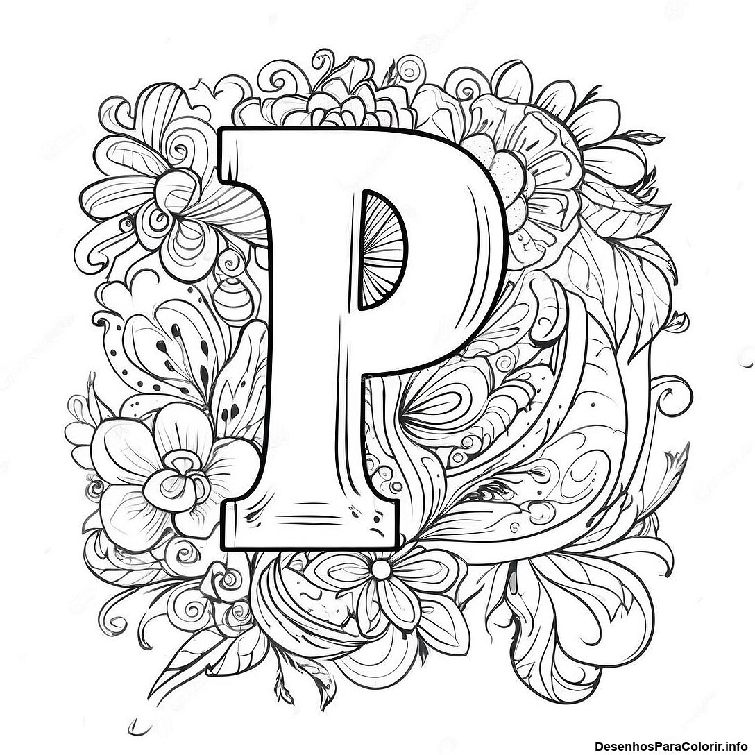 Página de colorir imprimível grátis Página Para Colorir Estilo De Letra Vintage da coleção Para Adultos — desenho em preto e branco para crianças e adultos.