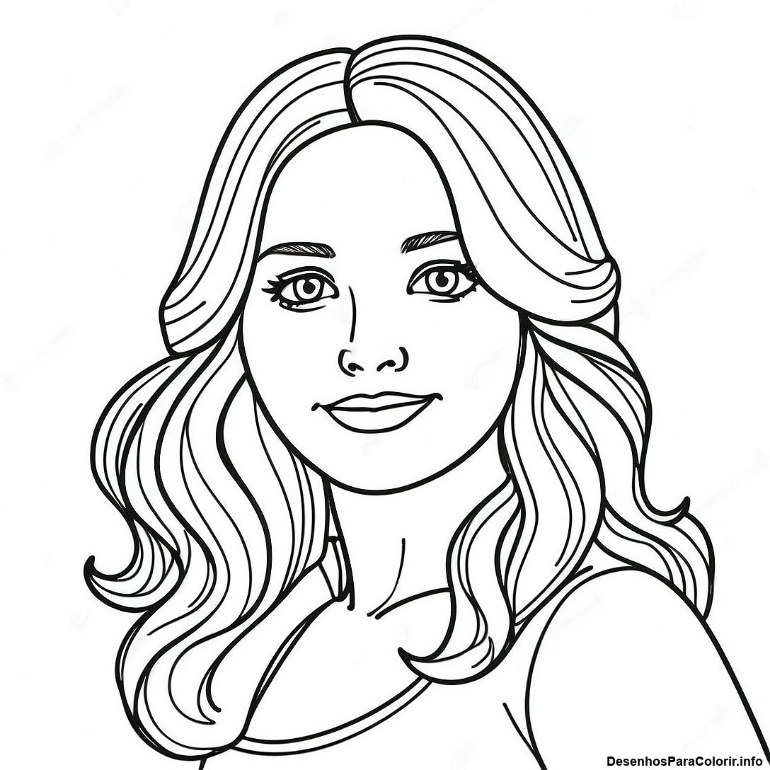 Página de colorir imprimível grátis Página Para Colorir Garota Bonita Realista da coleção Diversos — desenho em preto e branco para crianças e adultos.