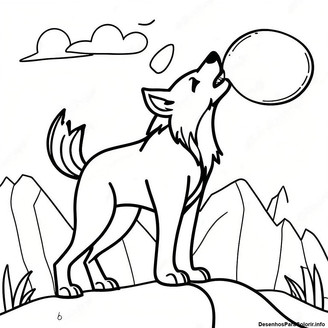 Pagina Para Colorir Lobo Realista Uivando Para A Lua 116952 52364