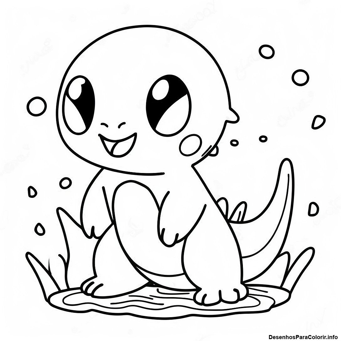 Página de colorir imprimível grátis Página Para Colorir Pokémon Tipo Água Brincalhão da coleção Pokemon — desenho em preto e branco para crianças e adultos.