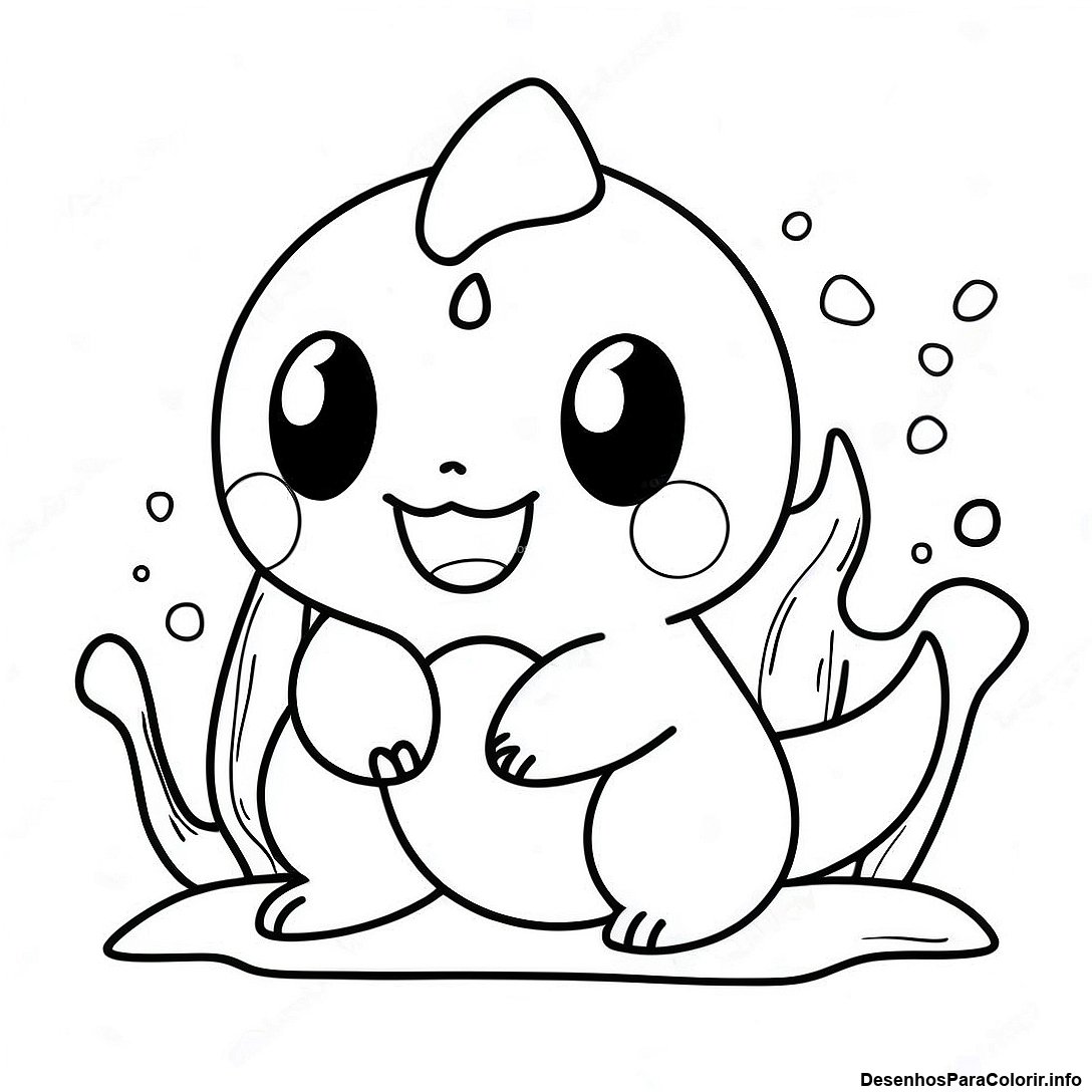 Página de colorir imprimível grátis Página Para Colorir Pokémon Tipo Água Colorido da coleção Pokemon — desenho em preto e branco para crianças e adultos.