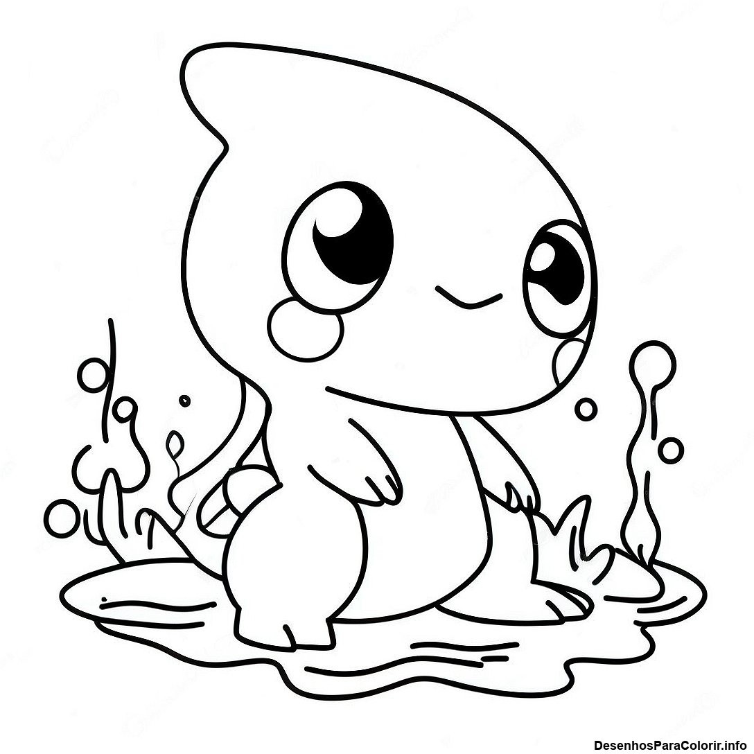 Página de colorir imprimível grátis Página Para Colorir Pokémon Tipo Água Colorido da coleção Pokemon — desenho em preto e branco para crianças e adultos.