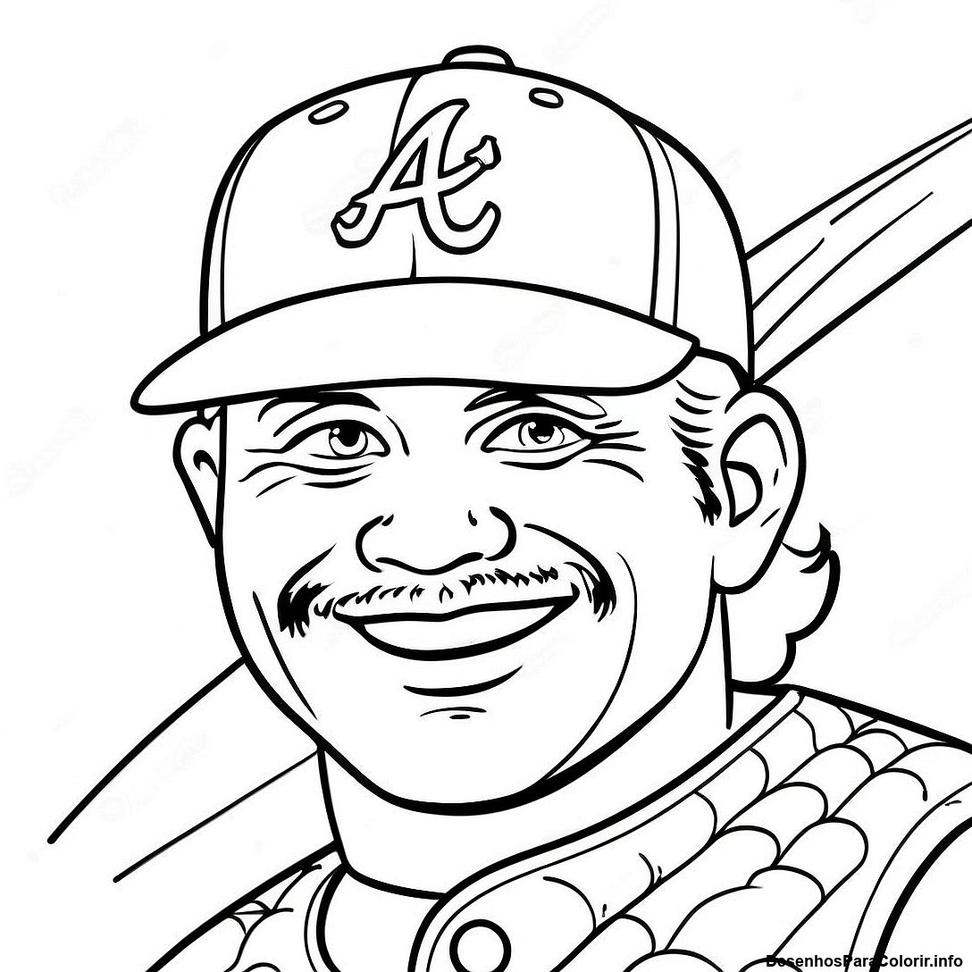 Página de colorir imprimível grátis Página Para Colorir Vintage Do Atlanta Braves da coleção Esportes — desenho em preto e branco para crianças e adultos.