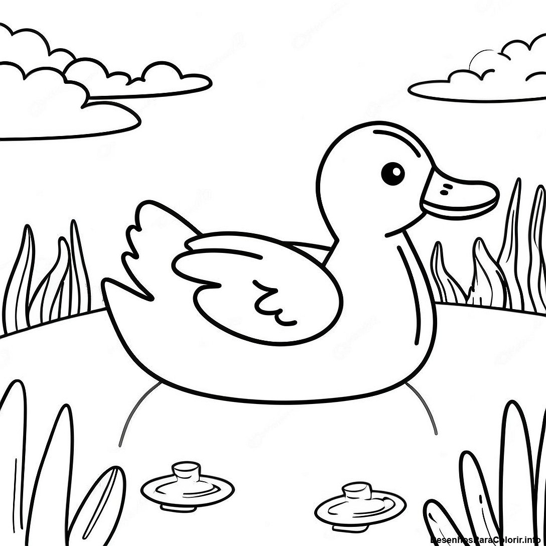 Página de colorir imprimível grátis Pato De Papel Realista No Lago Para Colorir da coleção Diversos — desenho em preto e branco para crianças e adultos.