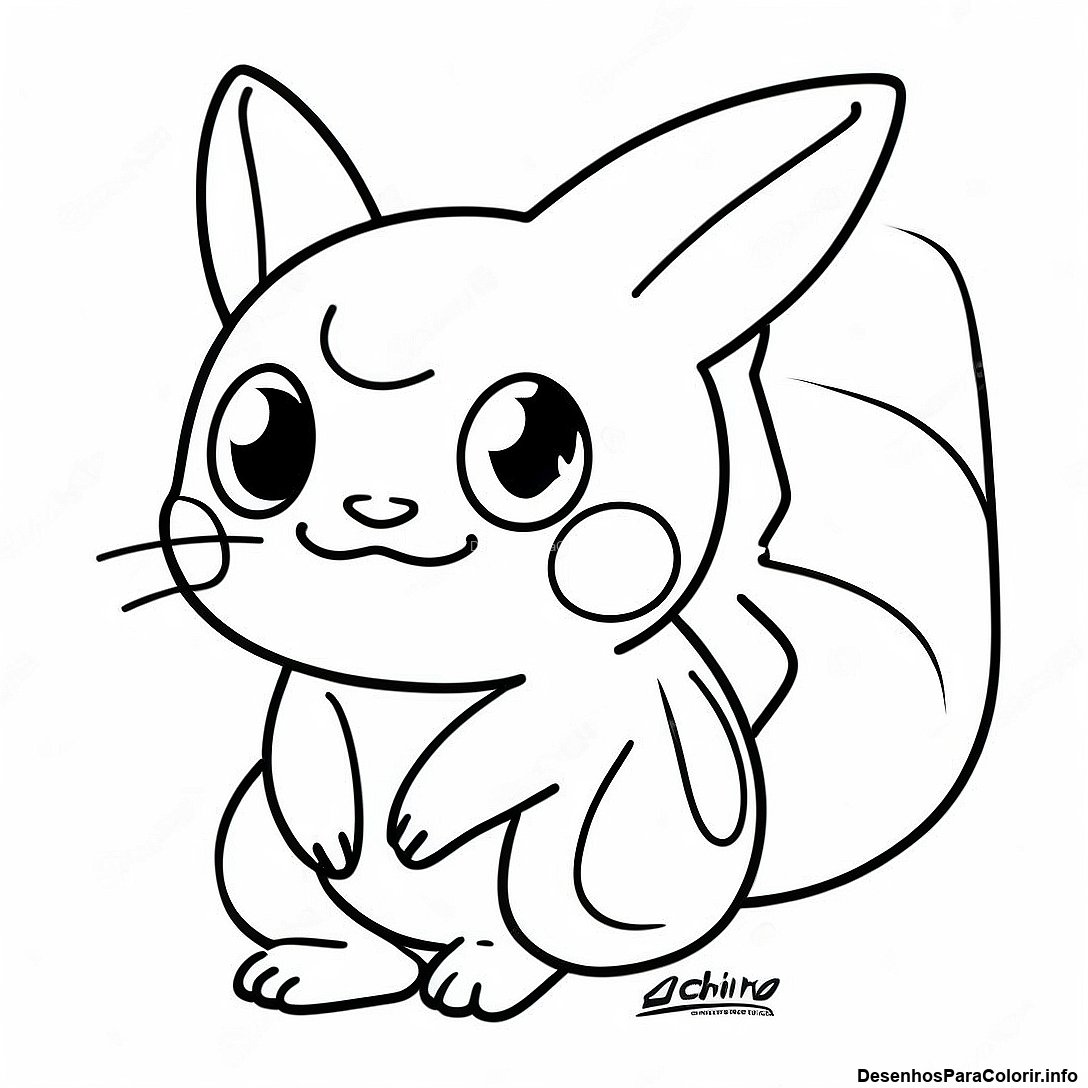Página de colorir imprimível grátis Raichu Tipo Elétrico Página Para Colorir da coleção Pokemon — desenho em preto e branco para crianças e adultos.