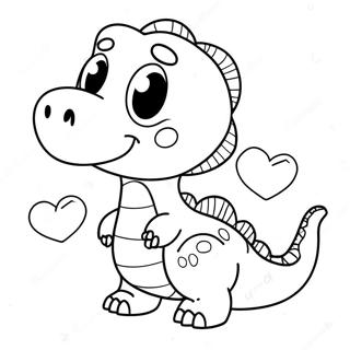 Dinossauro Fofo Com Coracao Pagina Para Colorir 100319 38932