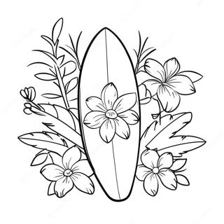Pagina Para Colorir De Prancha De Surf Com Flores Tropicais 100932-39414