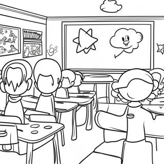 Pagina Para Colorir Da Cena Divertida Da Sala De Aula K 12 101523-39982