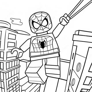Pagina Para Colorir Do Homem Aranha Lego Balancando Pela Cidade 102838-41005