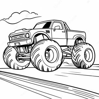 Pagina Para Colorir De Caminhao Monstro Rapido Acelerando Em Uma Pista De Terra 10323-1183